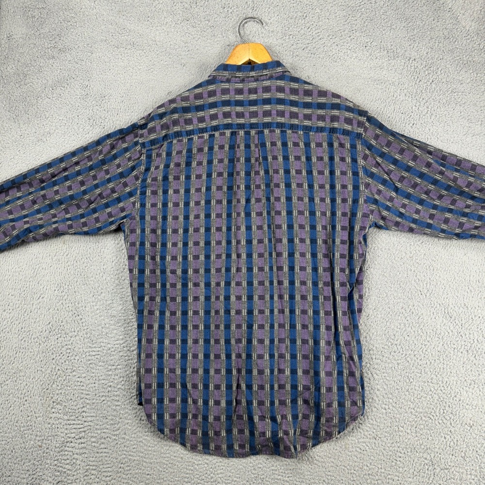 VINTAGE Levis Sutter Creek Men Button Up Shirt Large Blue Purple Check Black Tab - Picture 3 of 11